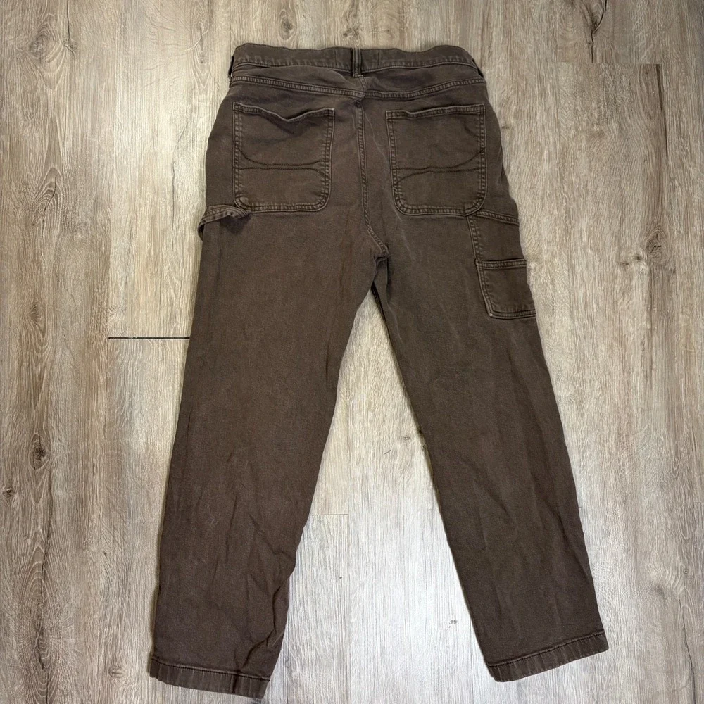 Hollister Carpenter Canvas Pants Double Knee Mens 32x30 Brown Loose Workwear